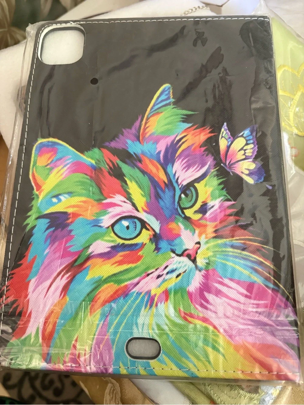 Rainbow Cat &  Butterfly Black 11”  M20 Case IPad Air  New